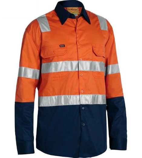 Picture of Bisley, Taped Hi Vis Cool Lightweight Ls Shirt With Shoulder Tape